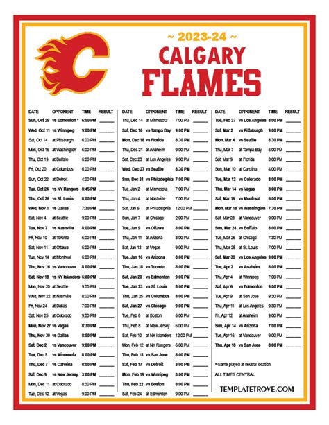 calgary flames schedule